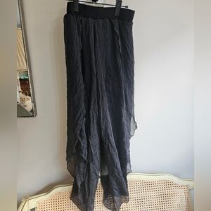 Luna Luz Black 100% Silk Flowy Pants - Size M
